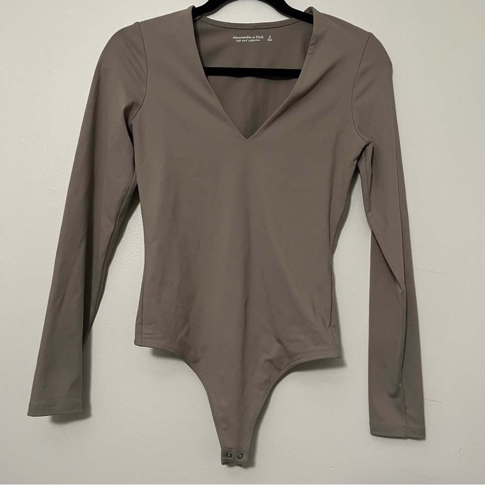 Abercrombie & Fitch Bodysuit Taupe Small Double Lined‎ Long Sleeve